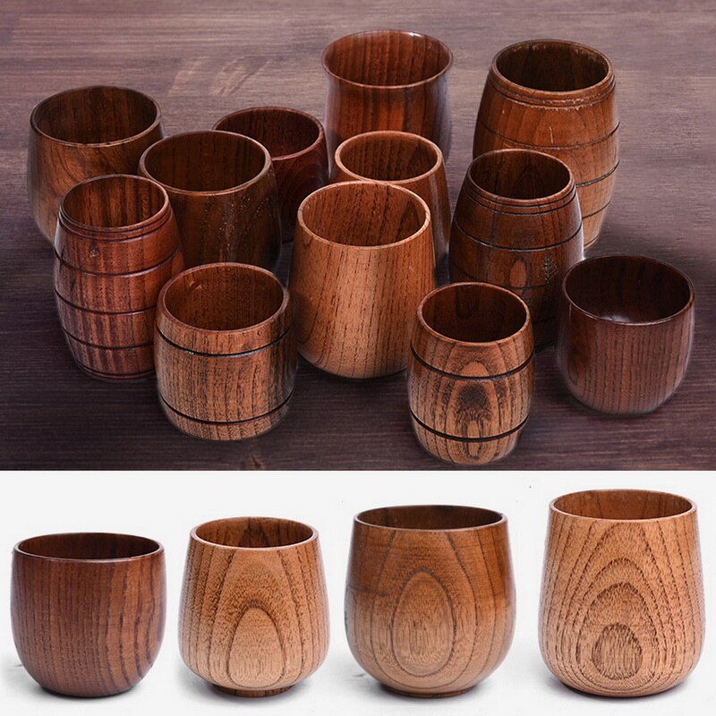 Japanese Style Natural Wooden Cup Reusable Environmental Protection Tea Coffee Milk Wine Cup Heat Insulation Water Cup