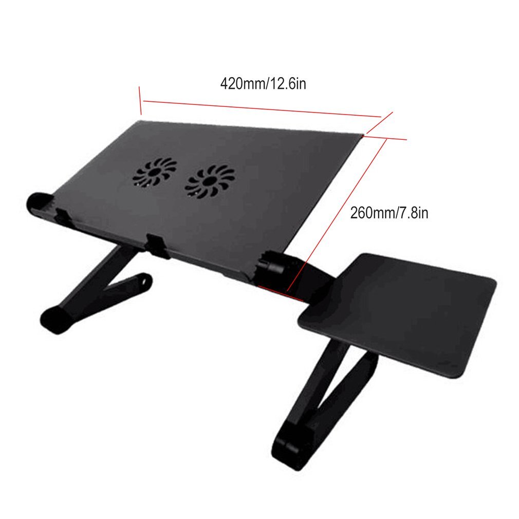 Adjustable Aluminum Laptop Desk Table Ergonomic TV Bed Lapdesk Tray PC Notebook Table Desk Stand With Cooling Fan Mouse Pad: TYP 3