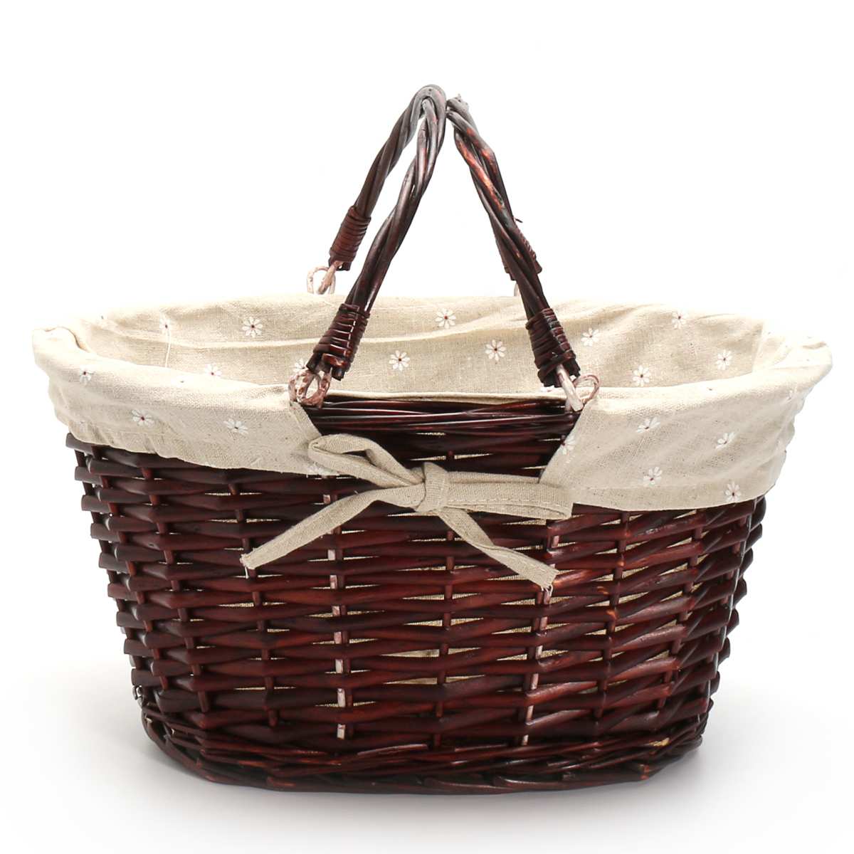 Praktische handgemaakte rieten mand rieten kampeerpicknickmand boodschappenmand opbergmand en handvat houten gekleurde rieten picknickmand