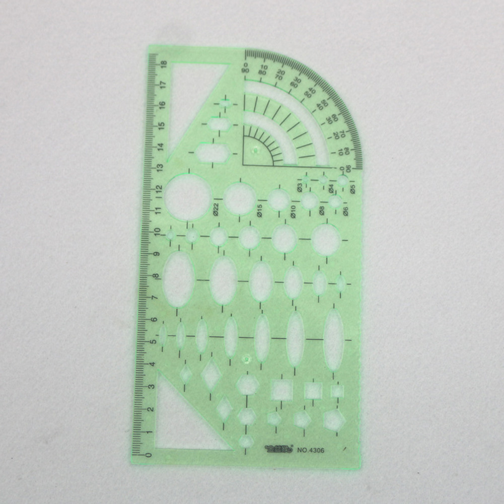 6pcs Geometric Rulers Accurate Drawings Templates Measuring Clear Green Rulers School Office Supplies Convenient To Receive