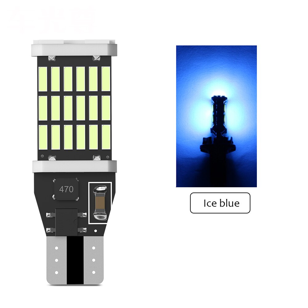 Bombillas LED Canbus T15 W16W WY16W 4014 45SMD para coche, lámpara de marcha atrás, sin Error, blanco, rojo, ámbar, 6000K, 2 uds.: Color blanco cálido
