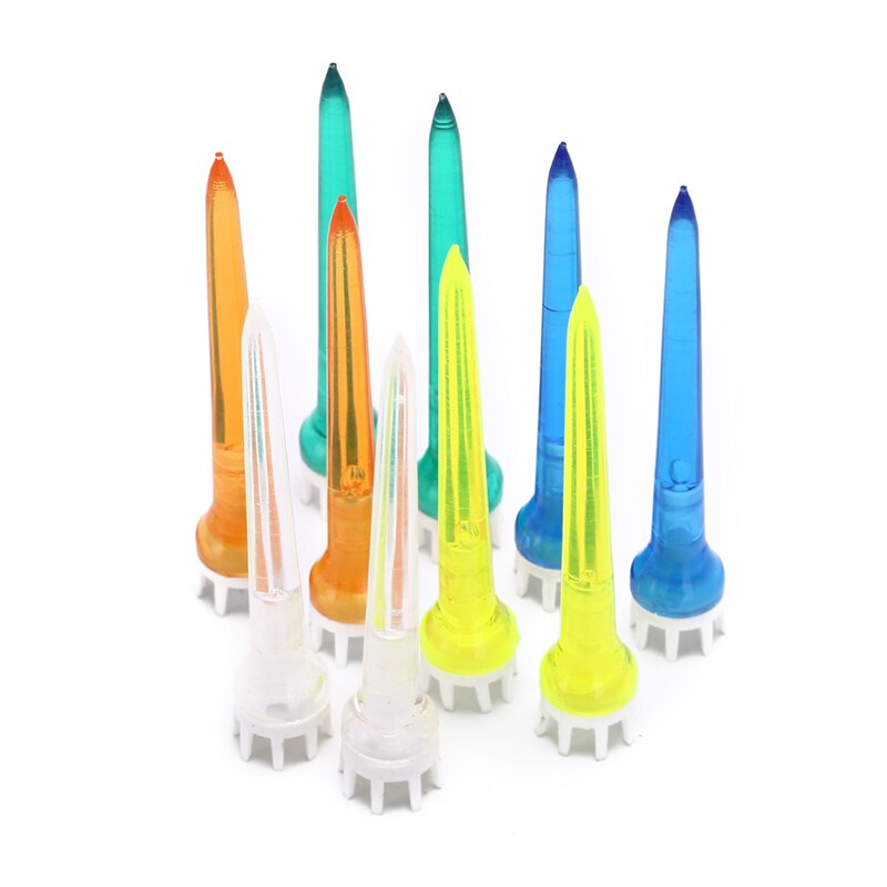 Blandet farve golf tee transparent tee krone golf tee tilbehør 78mm plastmateriale 10 stk