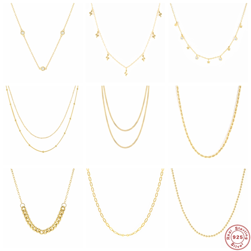 S925 collana in argento Sterling Collier Femme multistrato catena clavicola per donna doppio strato girocollo collane accessori gioielli