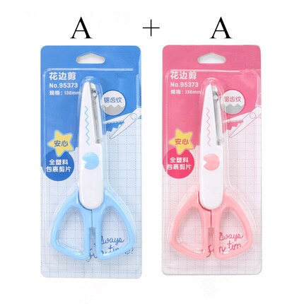 2Pcs Laciness Schaar Metalen En Plastic Diy Foto Snijder Papier Scrapbooking Kant Gekarteld Wave Kant Craft Briefpapier Schaar: D
