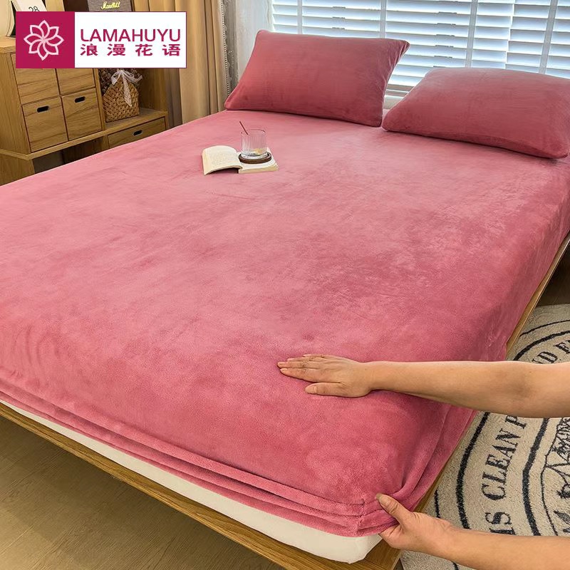 Morbido e caldo lenzuolo con angoli in peluche, coprimaterasso elastico, soffice biancheria da letto in mucchio corallo, biancheria da letto matrimoniale di lusso per coppia invernale: regina / verde