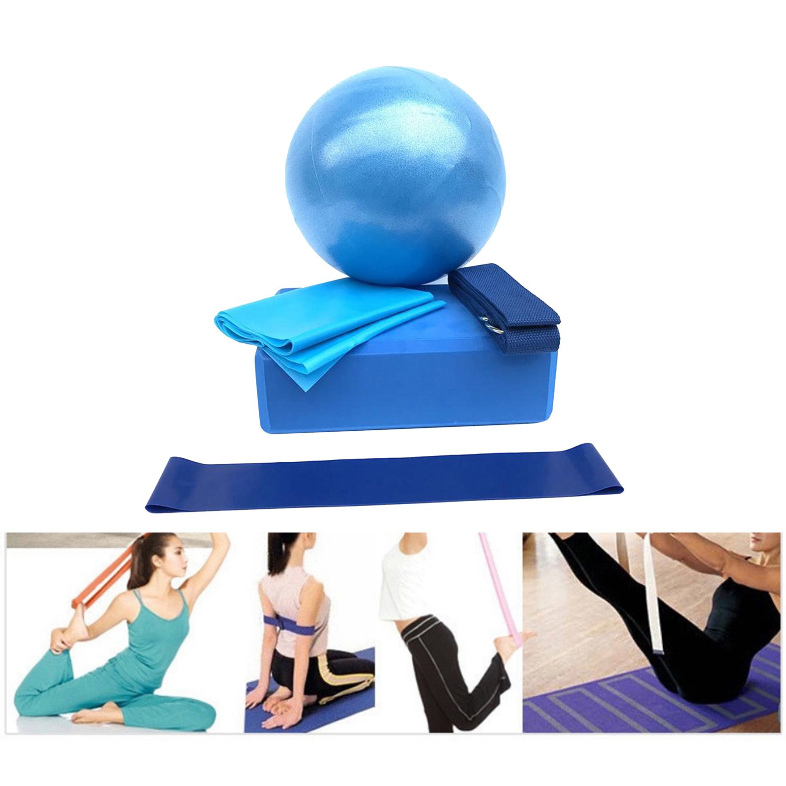 5pcs Yoga Blocks, Yoga Ball &amp; Resistance Bands for Arms, Shoulders, Legs, Butt, Workout Stretch Bands for Physical Therapy, Gym