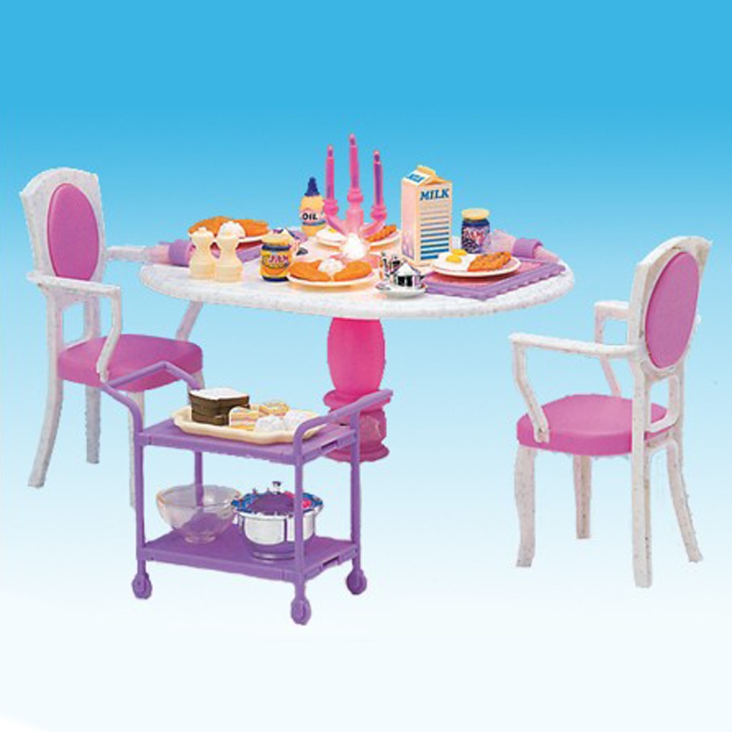1/6 Dining Table Chair Foods for Dollhouse Dining Room Furniture Kit Action Figures Accessory