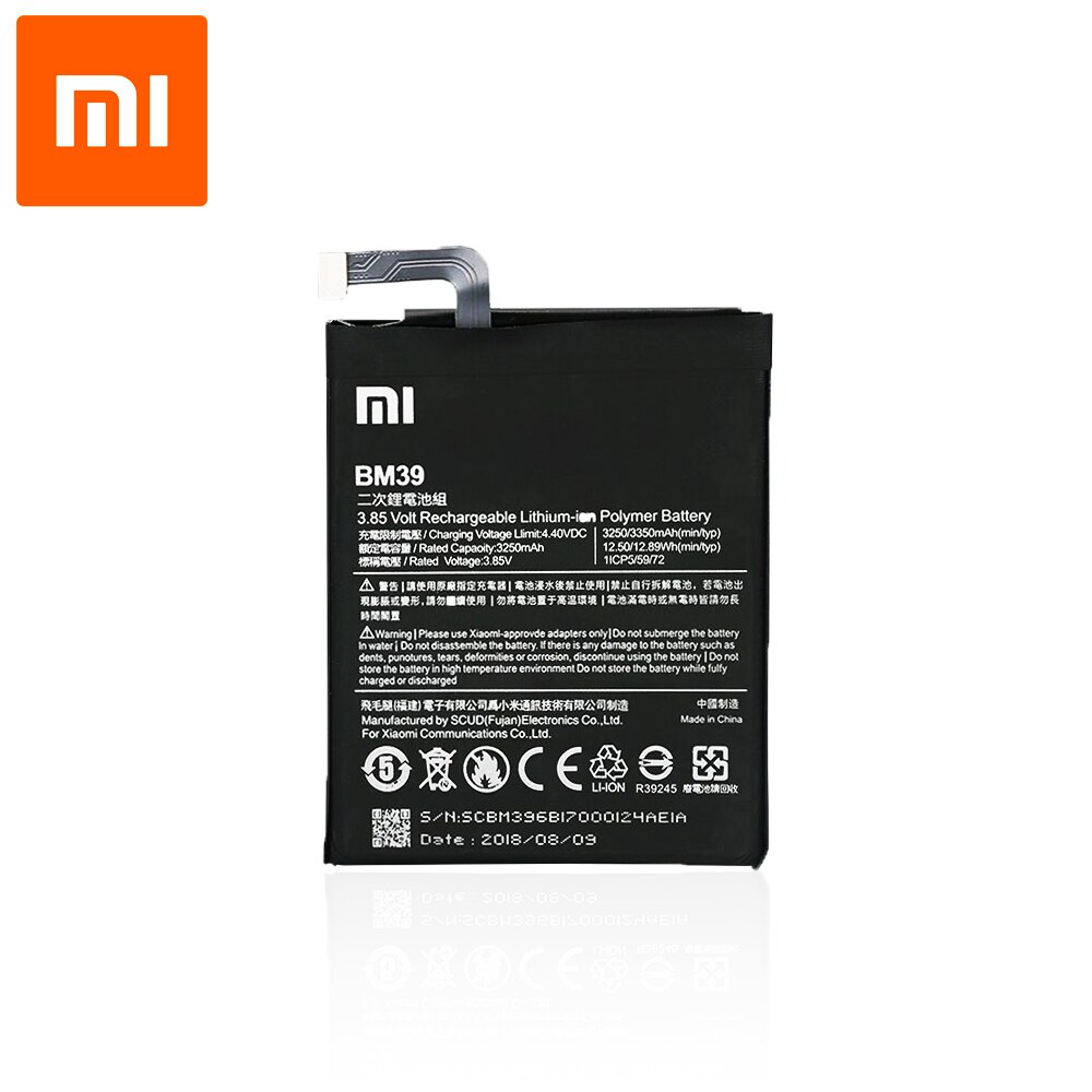 Originele Smartphone Batterij Voor Xiaomi Mi 6 (3.8V, 3350 Mah, BM39)