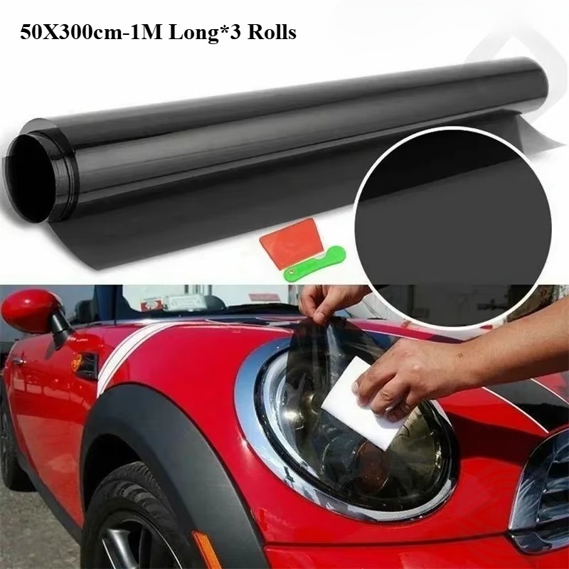 Ikkunan tummennuskalvo 1/5/15/25/35%  vlt uv-suoja aurinkoverho auton lasitarra 50 x 300cm-1m pitkä *3 rullaa