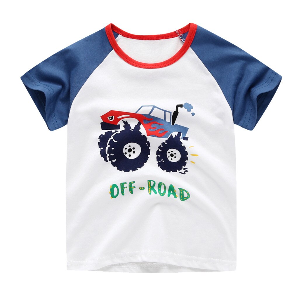 Criança bebê crianças meninos e meninas cartoon animal estampa camiseta topos roupas: Blue