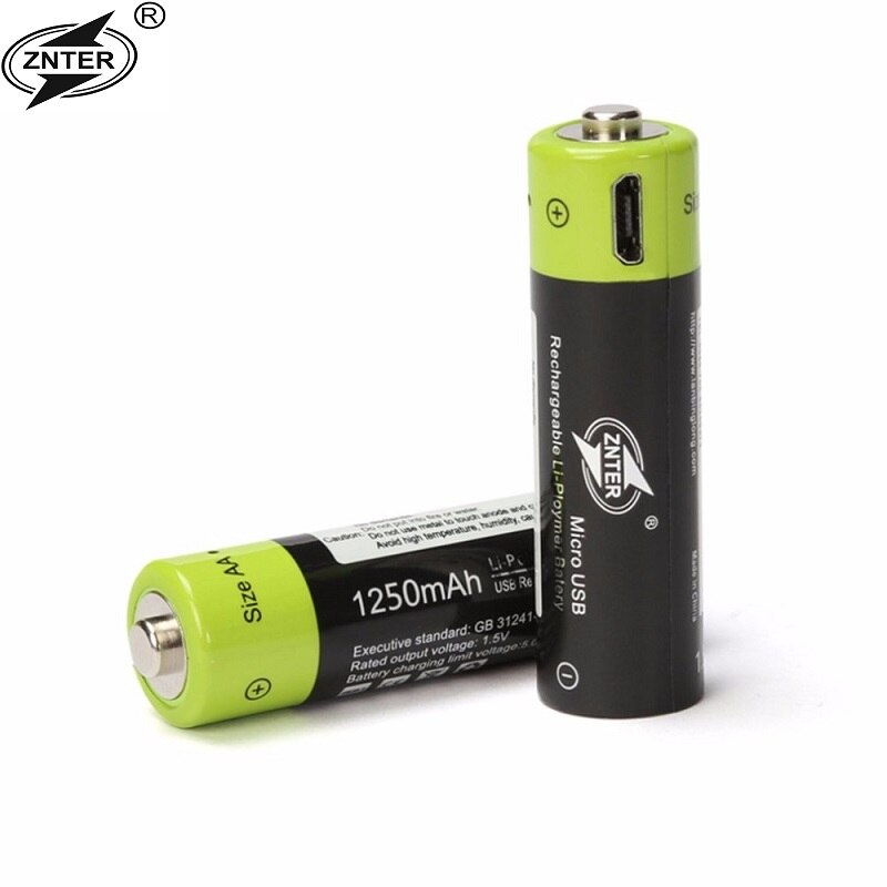 ZNTER Mirco USB Oplaadbare Batterij AA Batterij 1250 mAh AA 1.5 V Speelgoed afstandsbediening batterijen Lithium-polymeer Batterij