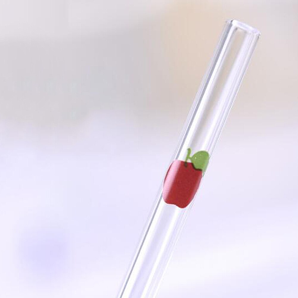 Glass Water Drinking Straws for Birthday Party Reusable Heat Resistant Environmental Printed Drink Straw Kitchen Bar Accessories: light green