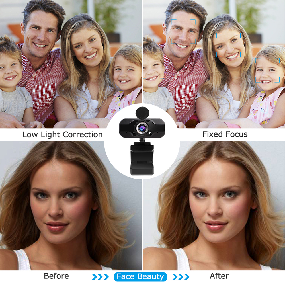 Webcam 720P à mise au point fixe, caméra d'enregistrement vidéo 1.0 méga USB, pilote gratuit, Microphone intégré pour jeux vidéo