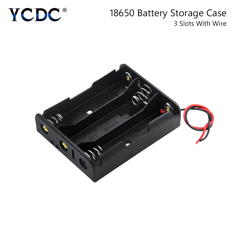 YCDC 1X2X3X4X18650 Batterij Case Houder 3.7V Plastic Batterij Storage Box Case houder Leads met Opbergdoos Met Wire Lead: 3Pcs