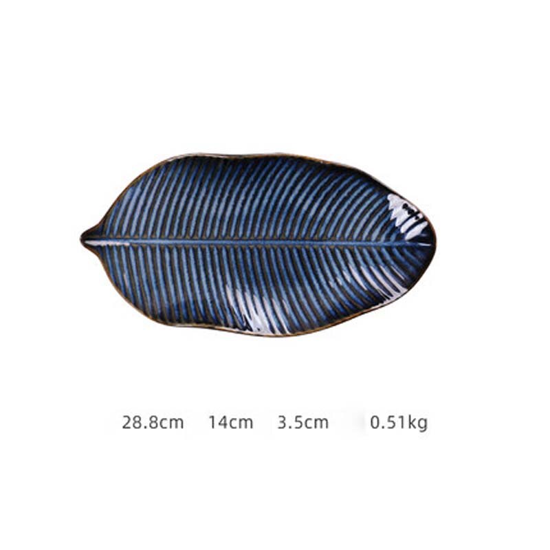Kiln ceramic plate large steamed fish plate leaf-shaped dish plate irregular plate special-shaped plate restaurant commercial: A