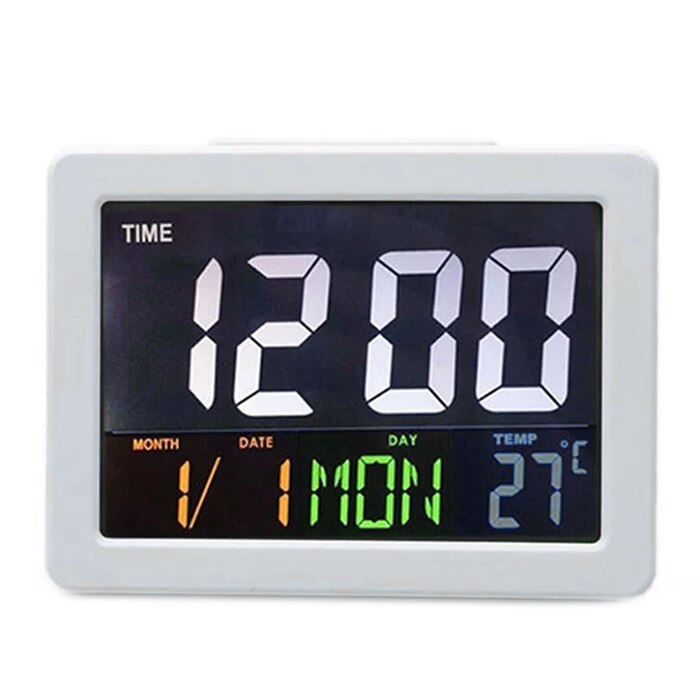 LED Alarm Desktop Digital Clock Home Temperature LCD Display Multifunction Electronic Large Calendar With Temperature
