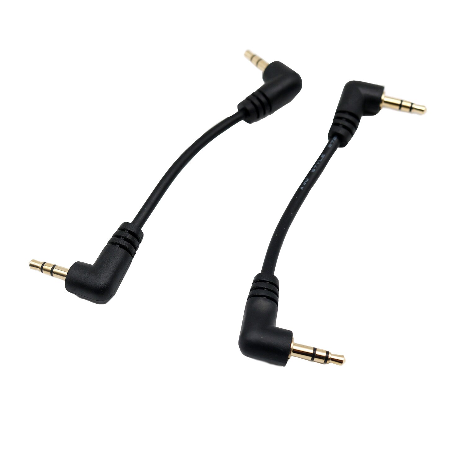 1 stuks Gold 3.5mm 1/8 "Male Haakse Naar Mannelijke Rechts Stereo AUX Audio Kabel 15cm 10cm