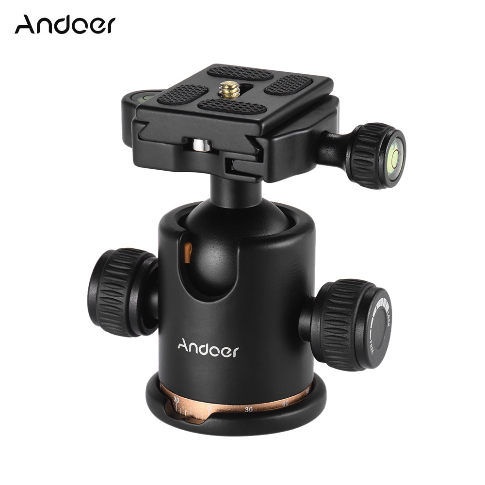 Andoer Camera Statief Bal Hoofd Aluminium Balhoofd Met Quick Release Plate 1/4 "Schroef Voor Diverse Statieven Ball Hoofd