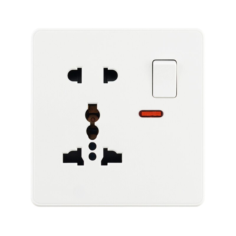 Universal Socket With 2.1A Dual USB 3 5 Hole 13A Wall Power Socket 2 Pin 3 Pins White Plastic Frame Phone Holder DE EU FR Outlet: Only 5Hole Socket