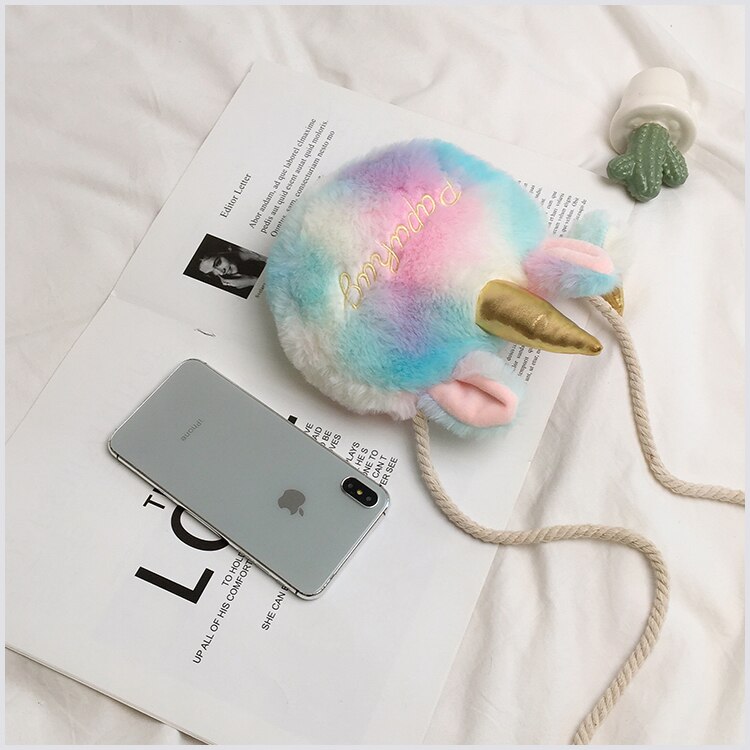 Bolso de mujer unicornio bolso de mano bolso de hombro con cremallera bolso lindo mensajero portátil Bolso pequeño de bandolera para mujer