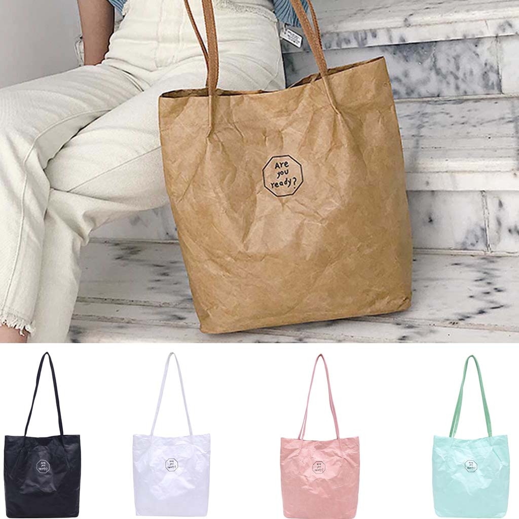 Business Crossbody Casual Tasche frauen Retro Kraft Papier Splash-Proof Schulter Tasche Einfarbig Brief Handtasche makyaj çantası % 35