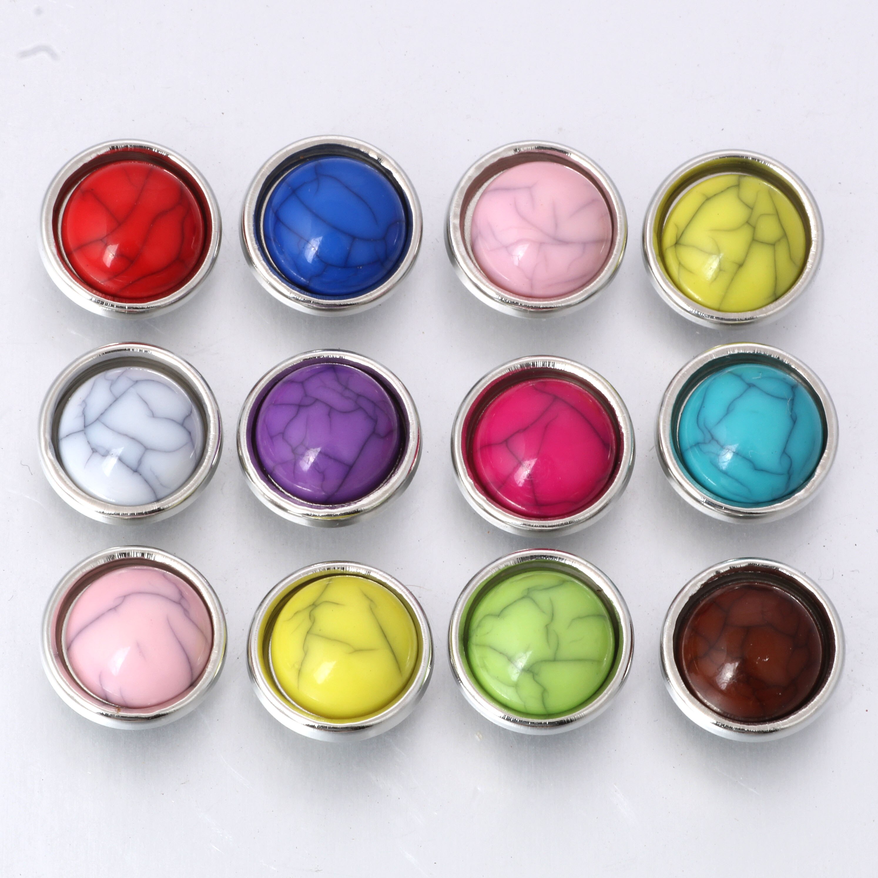 10 pz/lotto Nuovo Colore Misto Della Resina Snap Rotonda Mini Scatta Bottoni per Scatta Gioielli Fit 12 millimetri Snap Collana Dei Braccialetti ZL218: 9