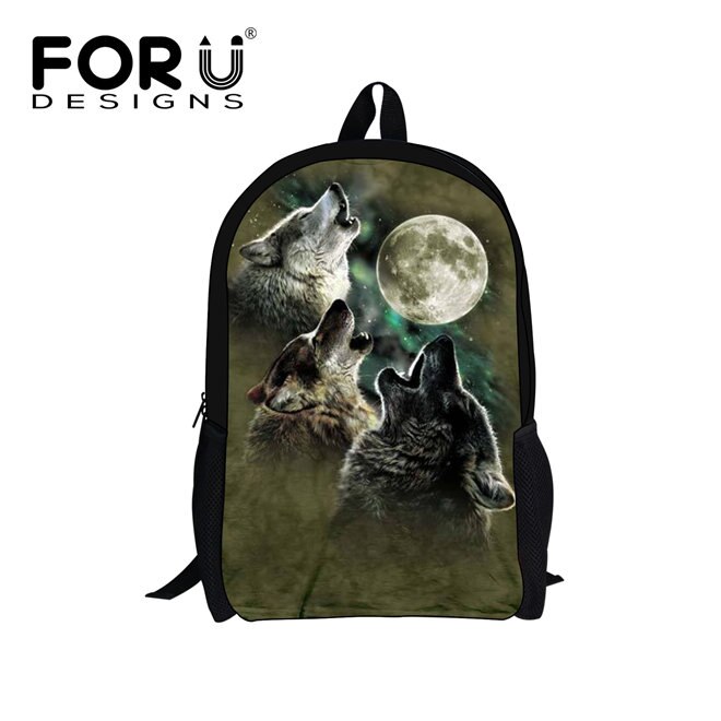 FORUDESIGNS Primaire Schooltassen Cool Wolf Haai Rugzak voor Studenten Schooltas Jongens Meisjes Rugzakken Boek Bag Kids Beste Cadeau: w1715