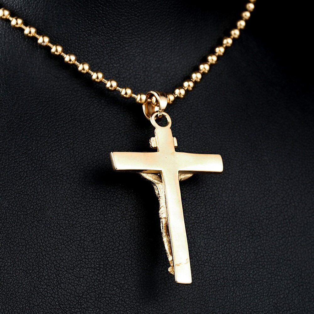 Cruz Cristo Jesús colgante collar 316L Acero inoxidable cadena de hombres religiosos joyería joyería