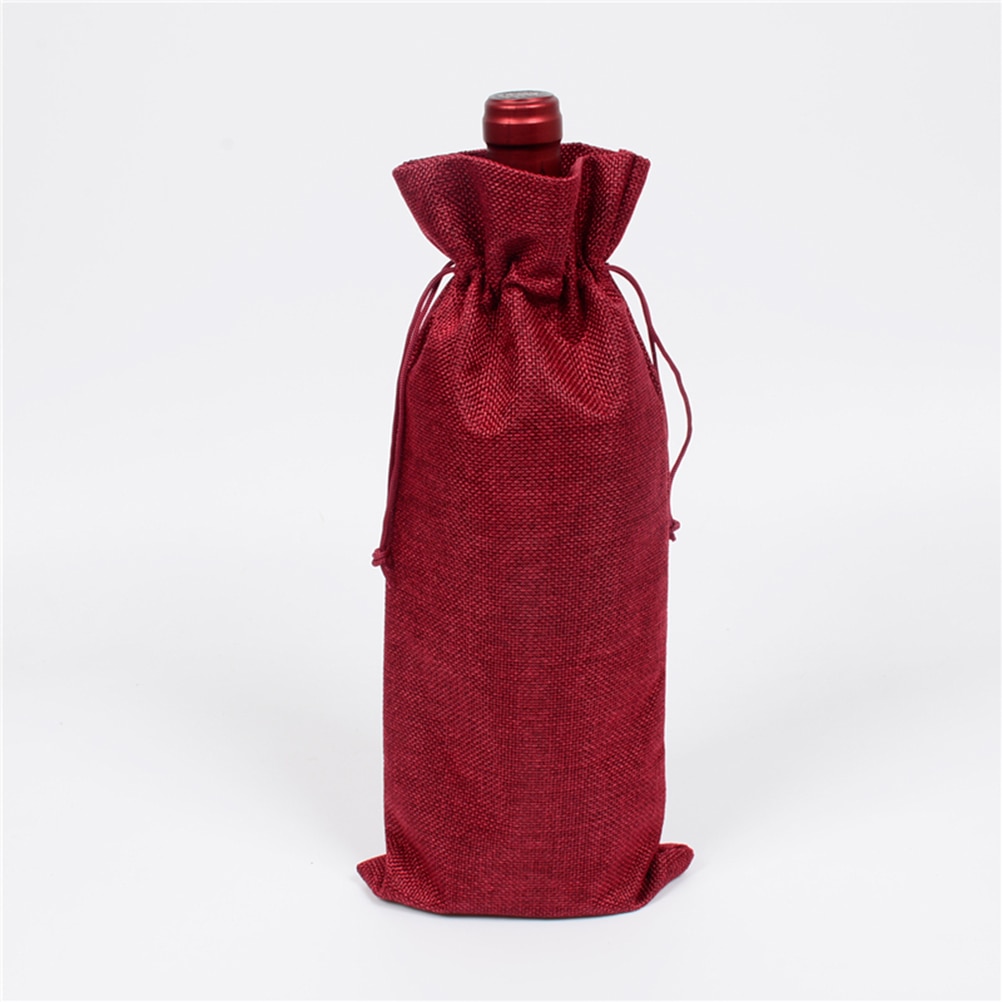 2pcs Red Wine Bottle Cover Wine Packaging Reusable Bottle Wrap Bag (Deep Wine Red and Dark Blue)