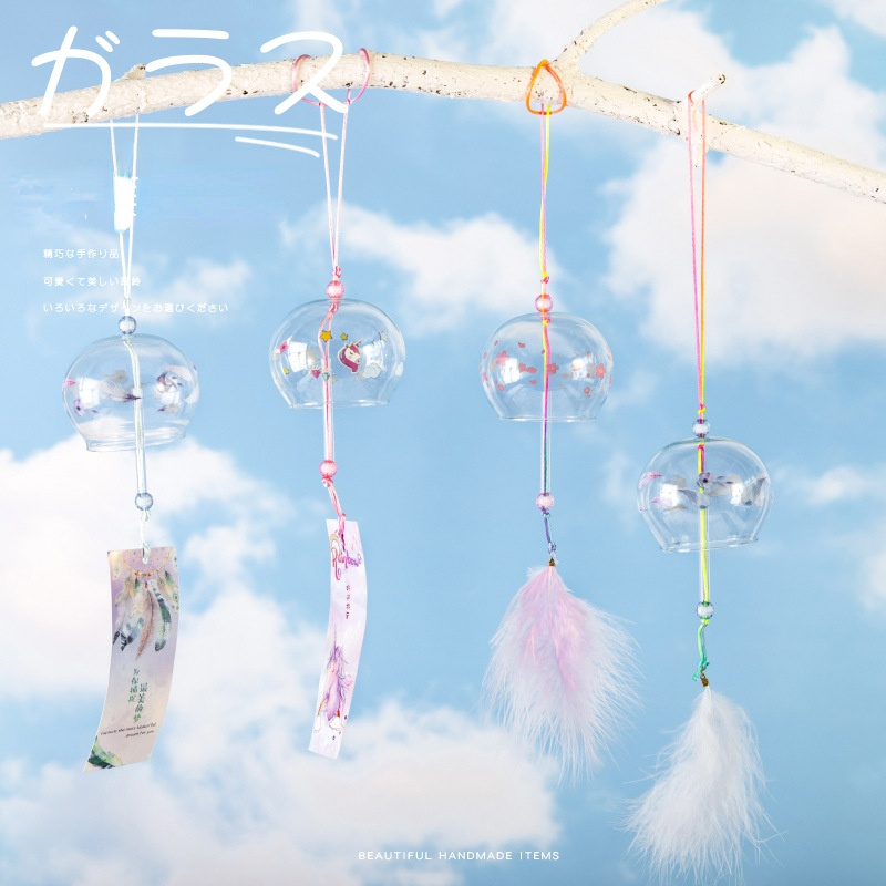 Campanilla de viento japonesa hecha a mano, carillón de viento de cristal Furin, decoración para el hogar, Spa, Sakura, cocina, decoración de oficina, patrón de flores de cerezo, 1 piezas