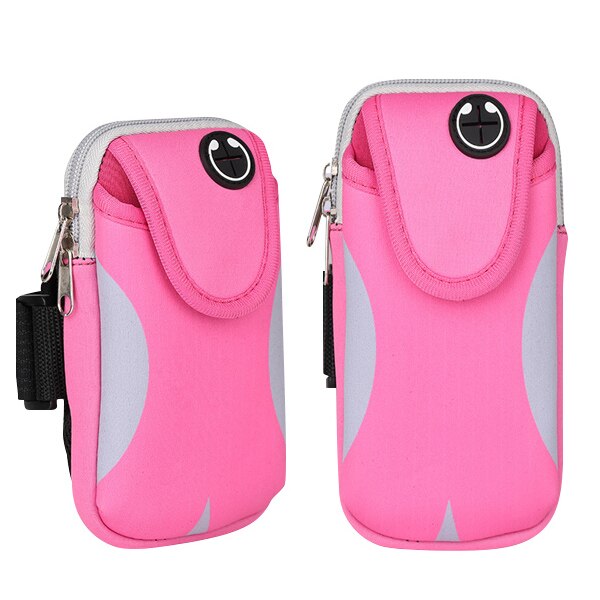 6 tommer sports løbebånd til iphone samsung huawei udendørs gym vandtæt telefon taske armbånd taske sag arm holder cover: Lyserød