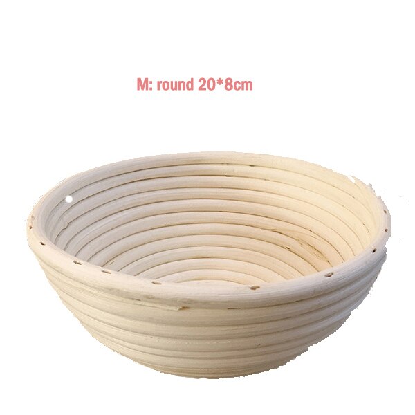 Håndlavet brød banneton kurv rund/oval rattan kurv brød buet kniv dej benny brød: Runde 20 x 8cm