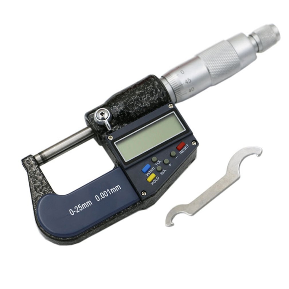 LCD Digital Outside Micrometer 0-25mm/0.001mm Electronic Gauge Vernier Caliper Meter 7 keys Carbide Tip Measuring Tools