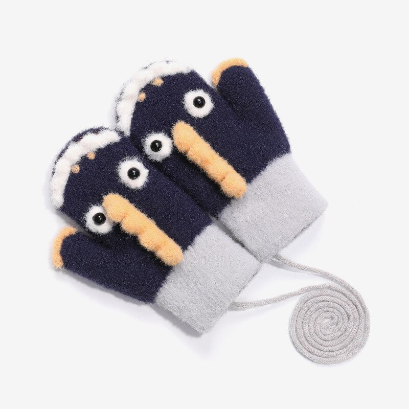 Peuter Magic Stretch Wanten Meisjes Soft Knit Cartoon Mitten Winter Plus Fluwelen Handschoenen Voor Kind 2-5 Jaar b0039: black