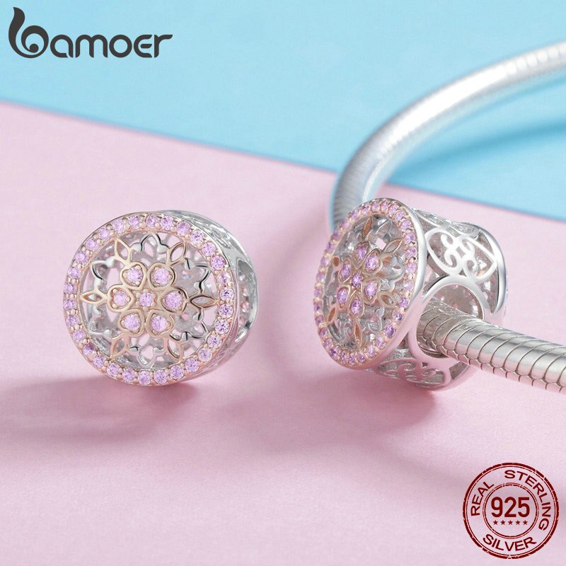 Bamoer Echt 925 Sterling Zilveren Bloeiende Knoppen Clear Cubic Zirkoon Bedels Passen Armbanden Diy Sieraden Maken SCC923