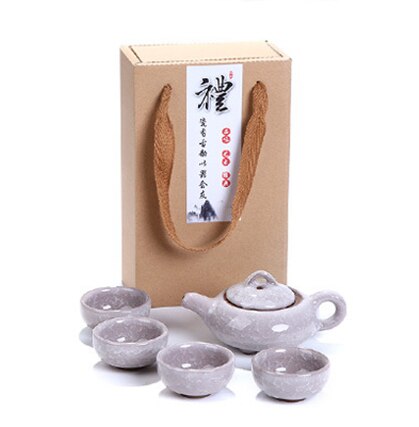 Exquisite carton packaging Tea Set 1pot 4cups,Ceramic Crack glaze Tea Sets,TeaCup,ChineseTravel Teapot, Drinkware Coffee&Tea Set: 04