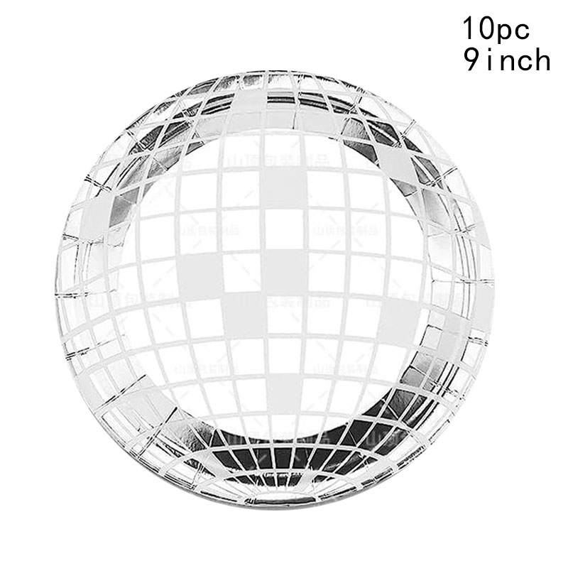 10Guests Disco Silver Ball Disposable Tableware Silver Plates Disco Black Napkin Adult Disco Theme Happy Birthday Party Decor: Fluorescence Yellow