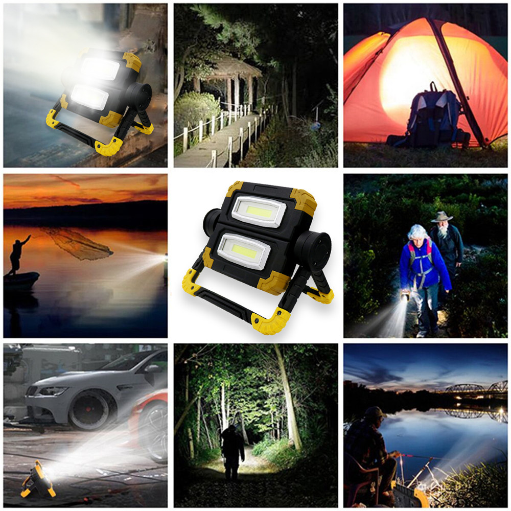 Powerful 200W 2 COB LED Work Light Handheld Searchlight Waterproof Spotlight Portable Work Lamp Emergency Light