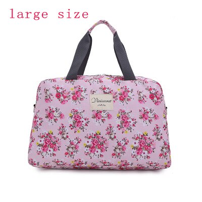 Bolso organizador de viaje con estampado de rosas, bolso de viaje plegable portátil para mujer, bolso de viaje para mujer: big pink