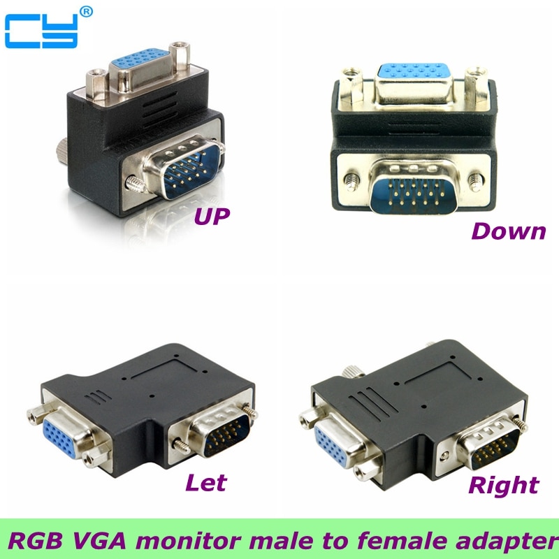 90 Graden Up, Down, rechts En Links Haakse Hd Vga Svga Revolutie Vga 15Pin Vrouwelijke Display Adapter Voor Notebook Tv