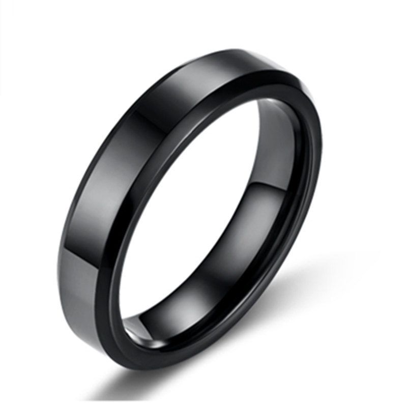 4 Mm Heldere Polish Zwarte Kleur Titanium Ring Voor Mannen Amd Vrouwen: 10