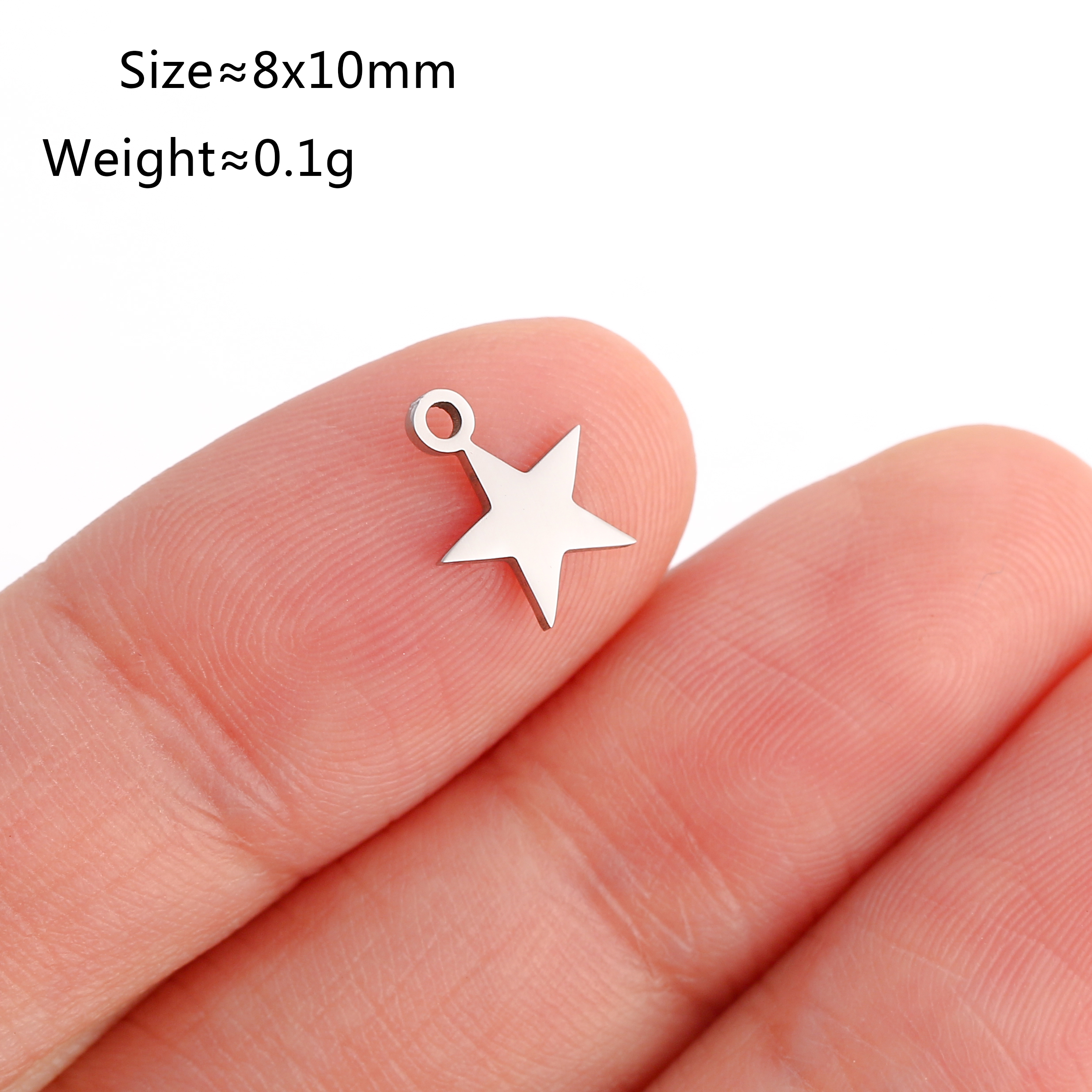 Lote de 5 unidades de Mini dijes de estrella Celestial, colgante de pentagrama/estral/Meteor/luna de acero inoxidable DIY para pendientes, pulseras, fabricación de joyas: Color amarillo claro