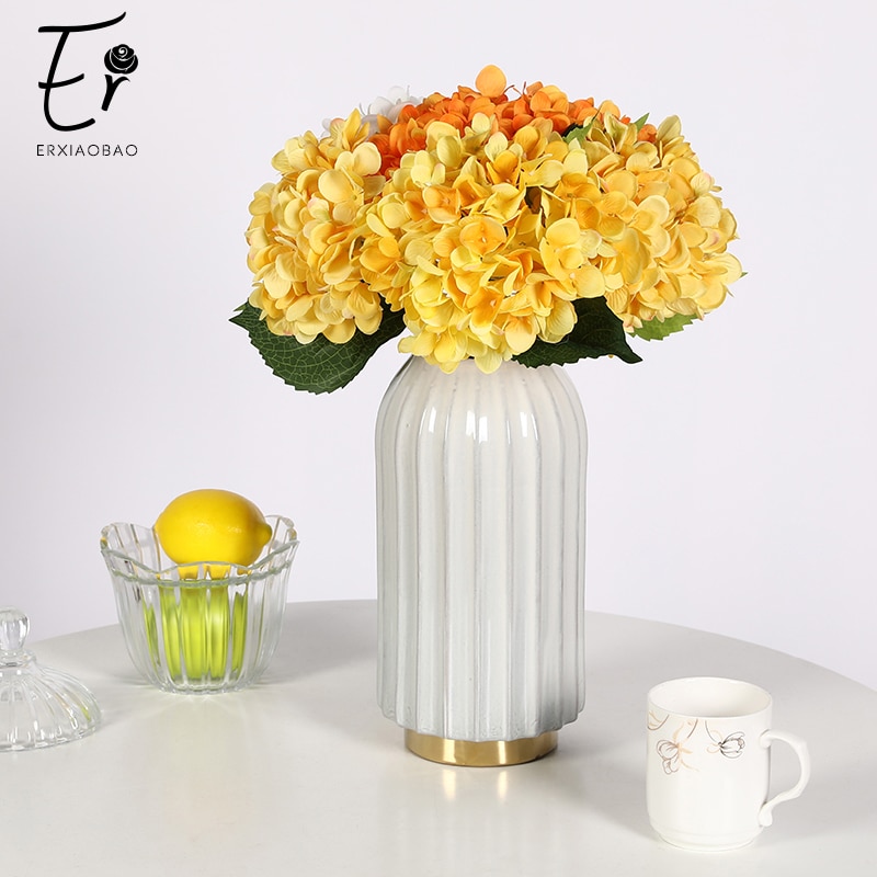 Erxiaobao Kunstbloemen Goedkope Zijde Hortensia Boeket Thuis Indoor Bruiloft Herfst Bloemen Decoratie Accessoires Vallen Decor