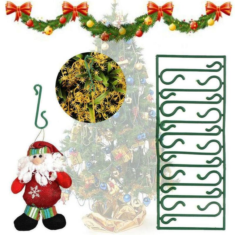 10/20/30/50 Set S-vorm Haken Kerstboom Decoratie Pvc Groene Multifunctionele Haak Houders Ornamenten