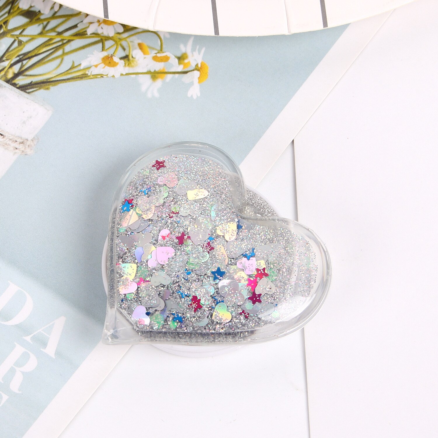 universal heart-shaped glitter mobile phone finger ring holder handle airbag holder accessories iPhone: 5