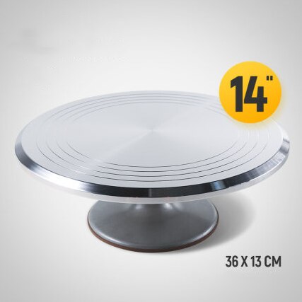 Aluminium Alloy 14 Inch Cake Plate Turntable Cake Decor Turntable Cake Rotary Table Round Cake Stand Cake Decorating table: Default Title