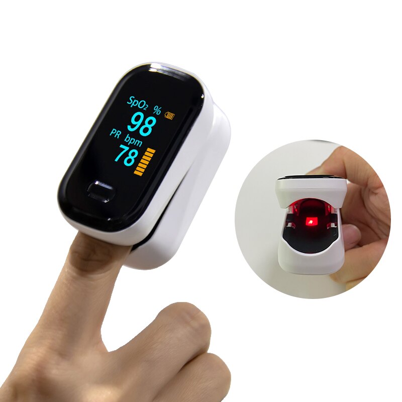 Pulsioxímetro SPO2 PR con pantalla OLED, pulsioxímetro recargable, Monitor de saturación de oxígeno, pinza para la yema del dedo