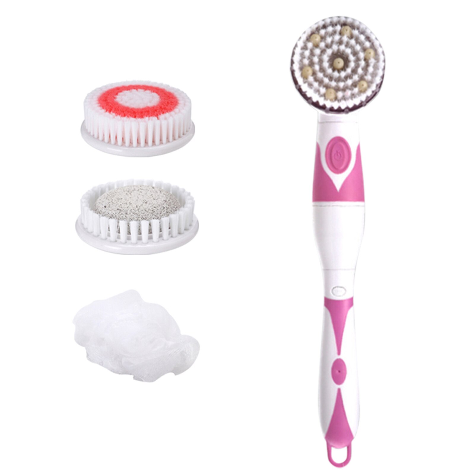 Elektrische Bad Borstel Lange Steel Back Massage Scrubber Douche Borstel Verwijderen Exfoliërende Badkamer Douche Wassen Tool: Roze