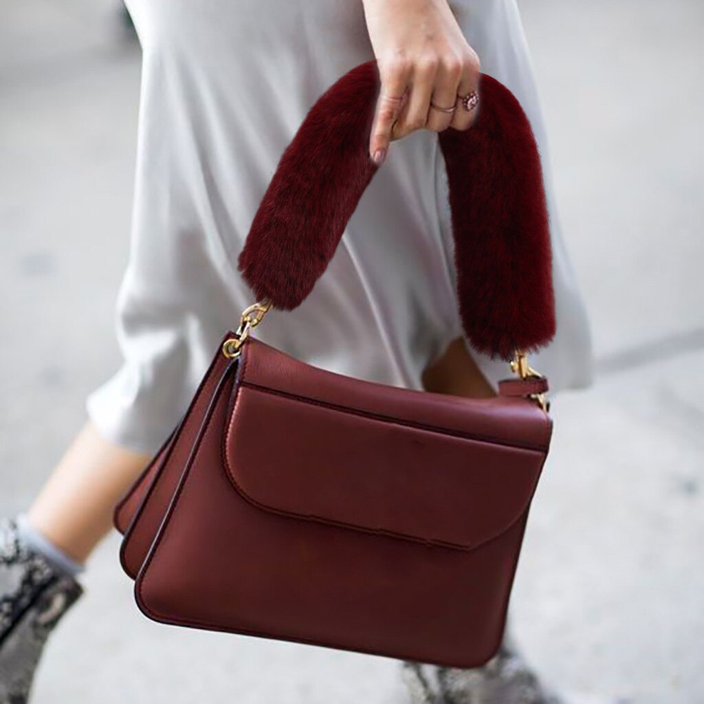 Leather Shoulder Bag Strap Plush Accessories DIY Cross Body Adjustable Belt Bag Solid Bag Strap Replacement