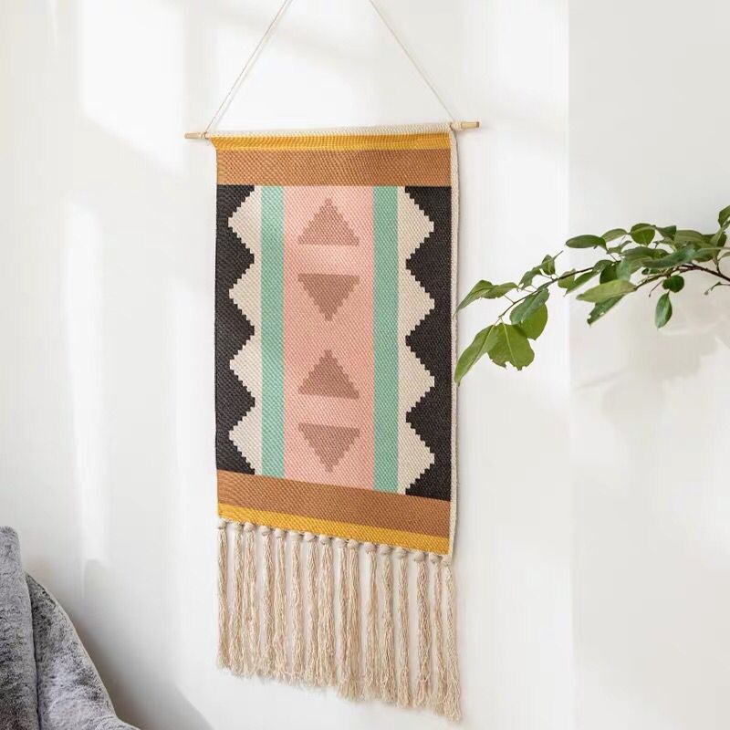 Tapestry Decorative Hanging Cloth Tassel Hand-Woven Cotton Hanging Painting Bedroom Living Room Wall Cloth area rug: A6